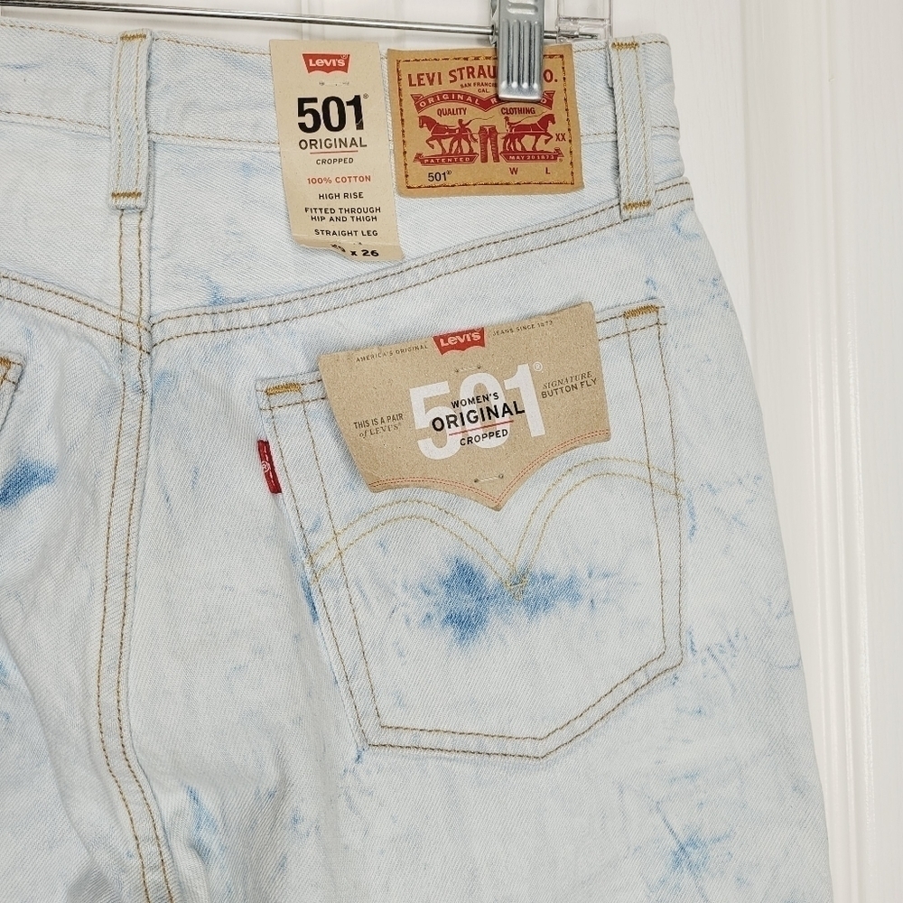 Levi’s 501 Skinny Jeans Light Acid Wash tie dye 29 by 26 - Picture 7 of 8